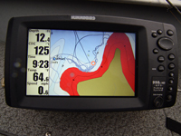 Image of Humminbird showing shallow water inside turn.